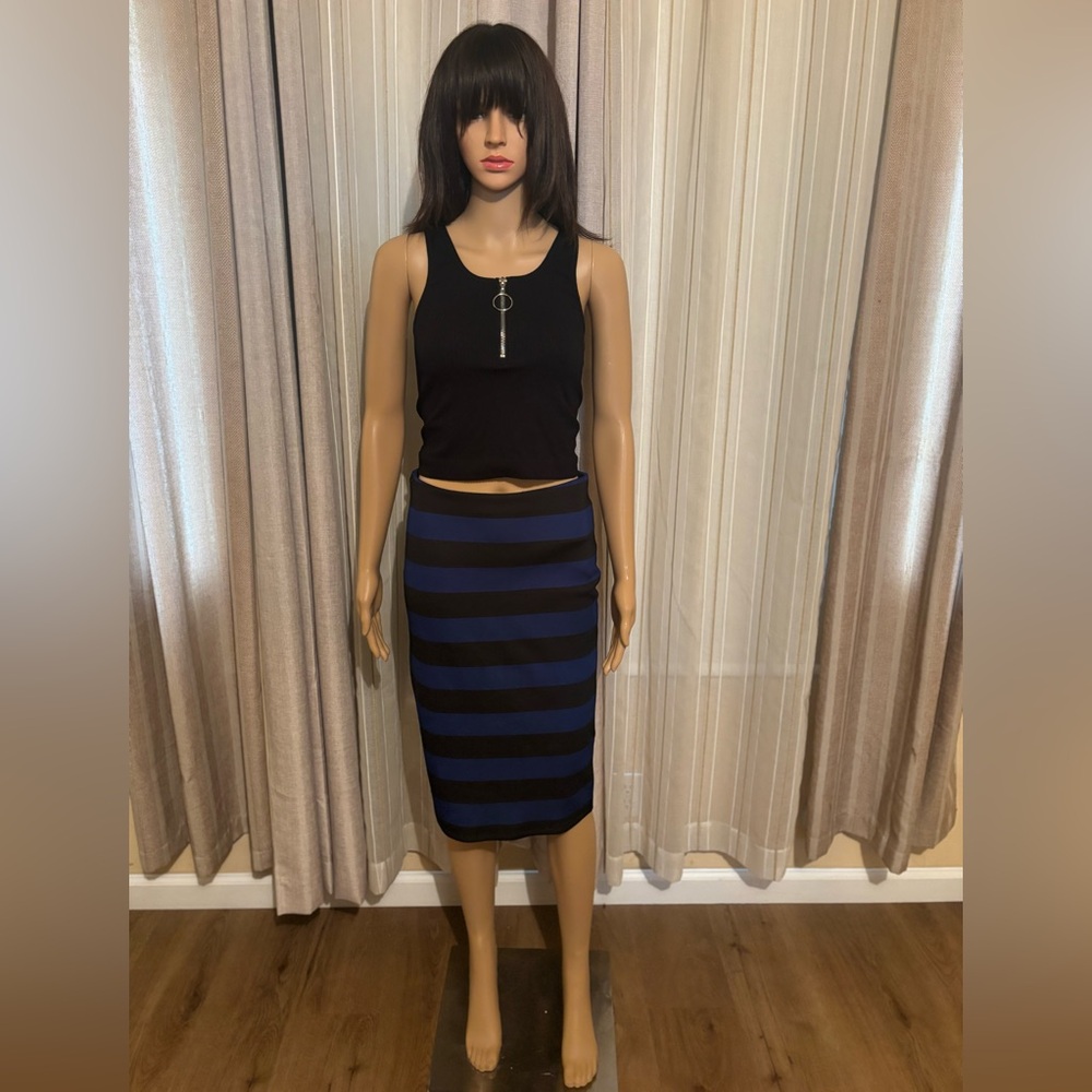 Forever 21 | Striped Black and Blue Pencil Skirt